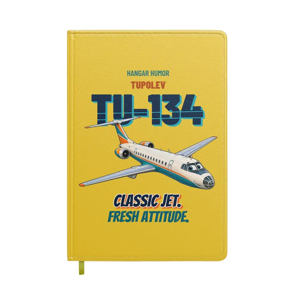 Tupolev Tu-134A - Classic jet. Fresh attitude. design on yellow notebook