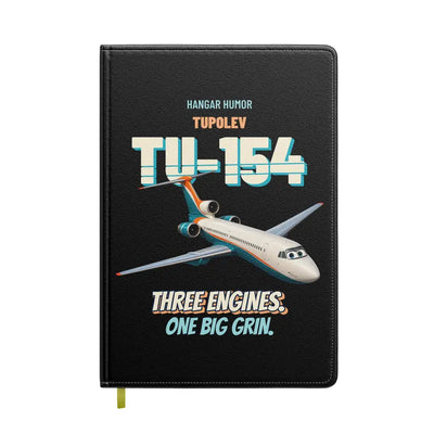 Tupolev Tu-154M - Three engines. One big grin. design on black notebook
