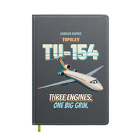 Thumbnail for Tupolev Tu-154M - Three engines. One big grin. design on gray notebook