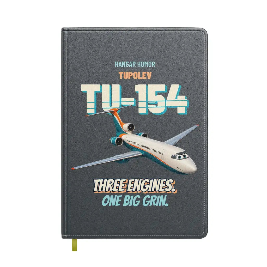 Tupolev Tu-154M - Three engines. One big grin. design on gray notebook