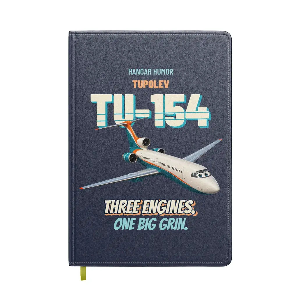 Tupolev Tu-154M - Three engines. One big grin. design on navy blue notebook