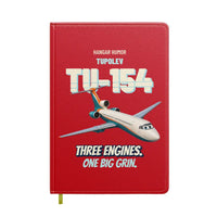 Thumbnail for Tupolev Tu-154M - Three engines. One big grin. design on red notebook