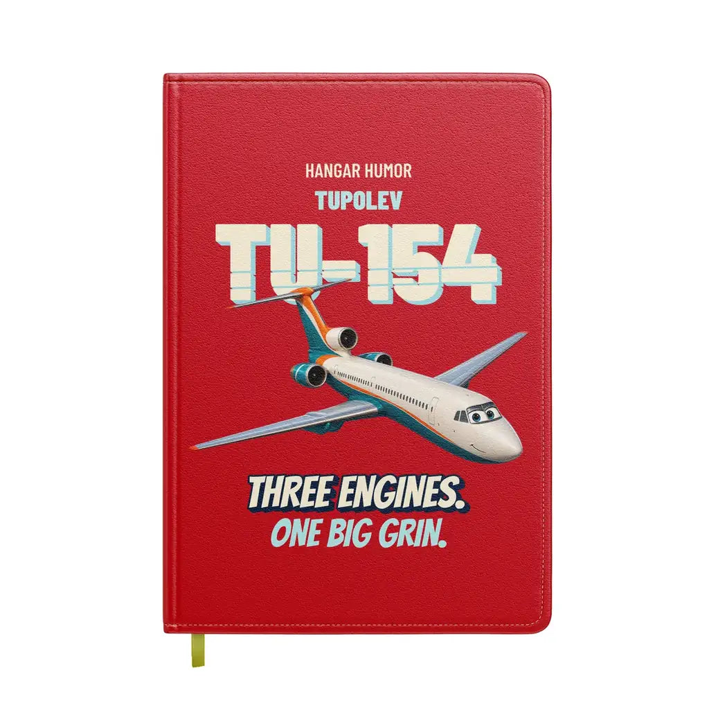 Tupolev Tu-154M - Three engines. One big grin. design on red notebook