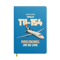 Thumbnail for Tupolev Tu-154M - Three engines. One big grin. design on turquoise notebook