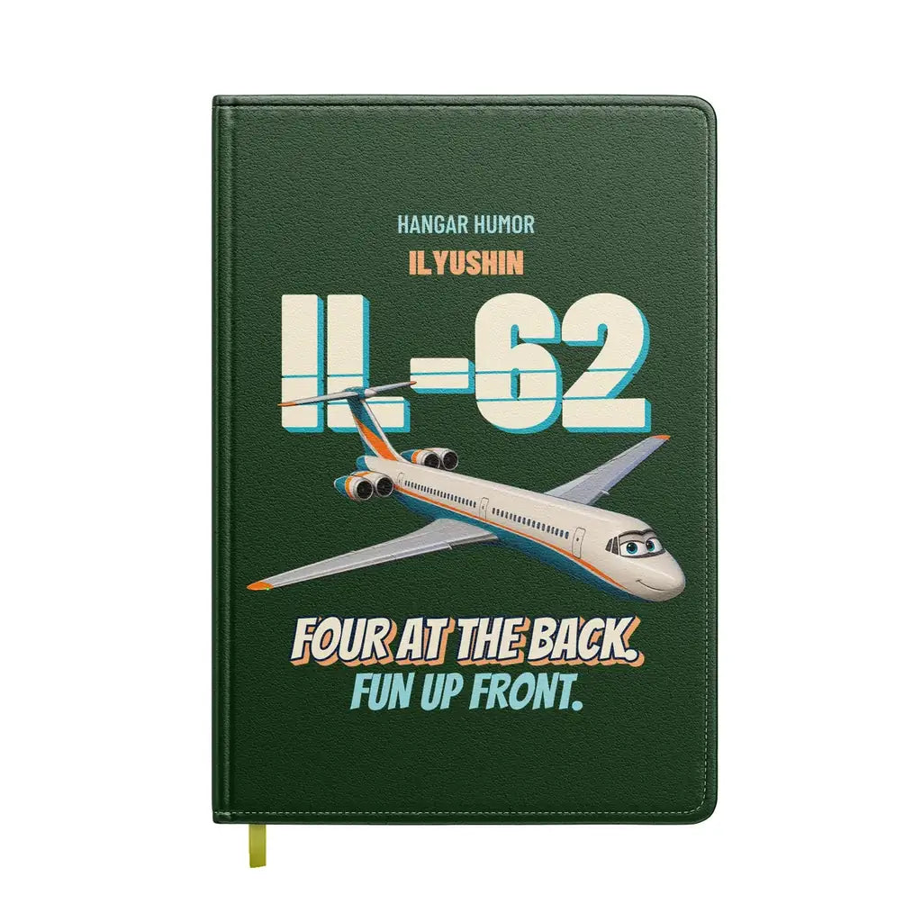 Ilyushin Il-62M - Four at the back. Fun up front. design on dark green notebook