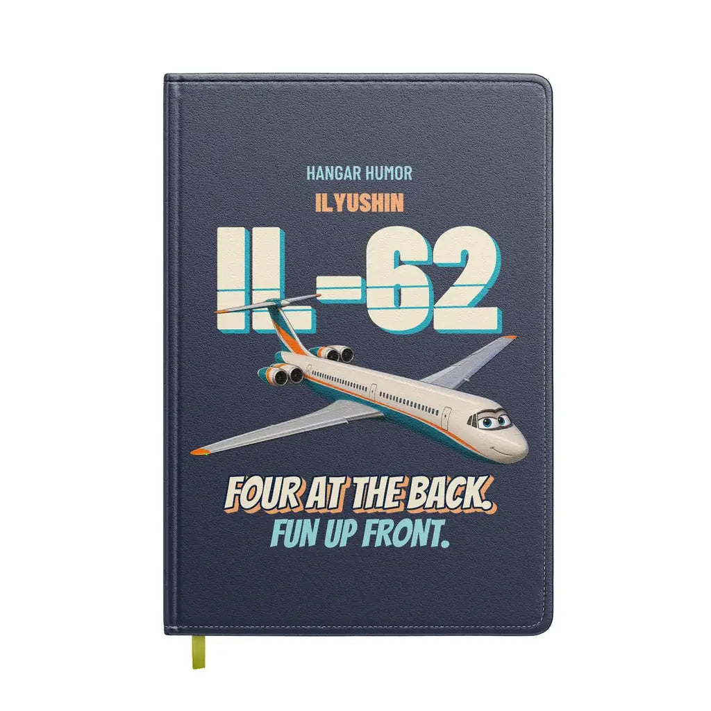 Ilyushin Il-62M - Four at the back. Fun up front. design on navy blue notebook