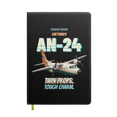 Antonov An-24B - Twin props. Tough charm. design on black notebook