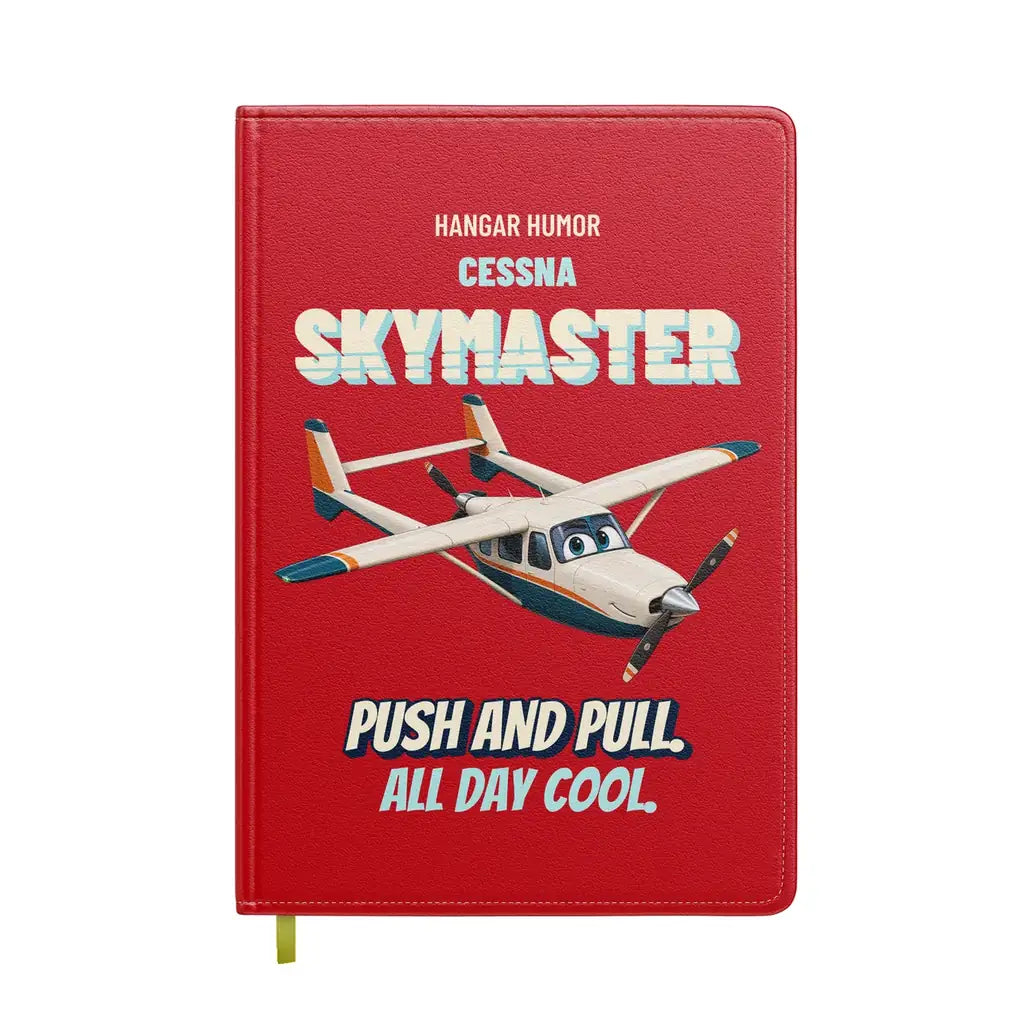 Cessna 337G Skymaster - Push and pull. All day cool. design on red notebook