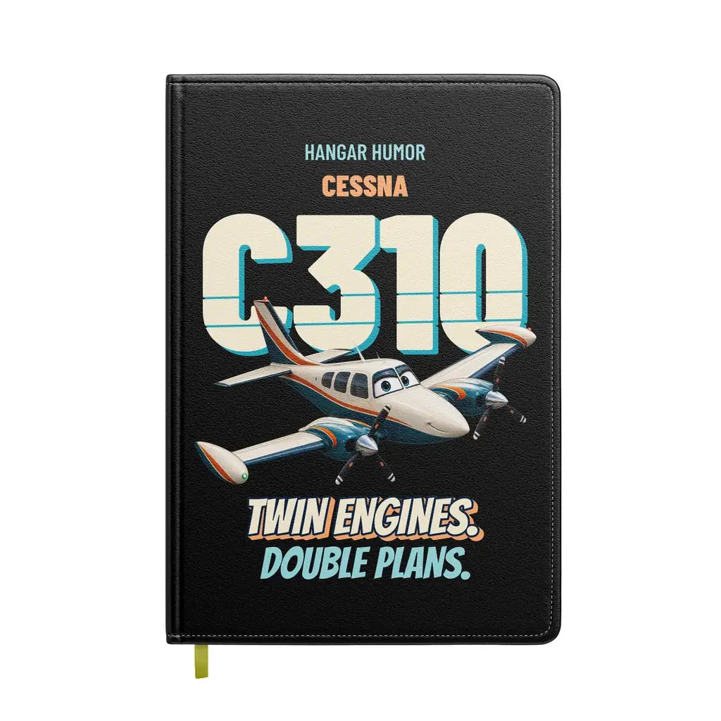 Cessna 310R - Twin engines. Double plans. design on black notebook