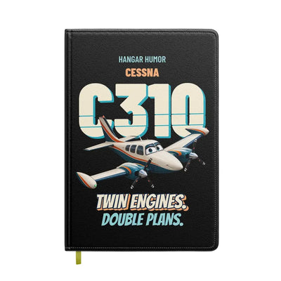 Cessna 310R - Twin engines. Double plans. design on black notebook