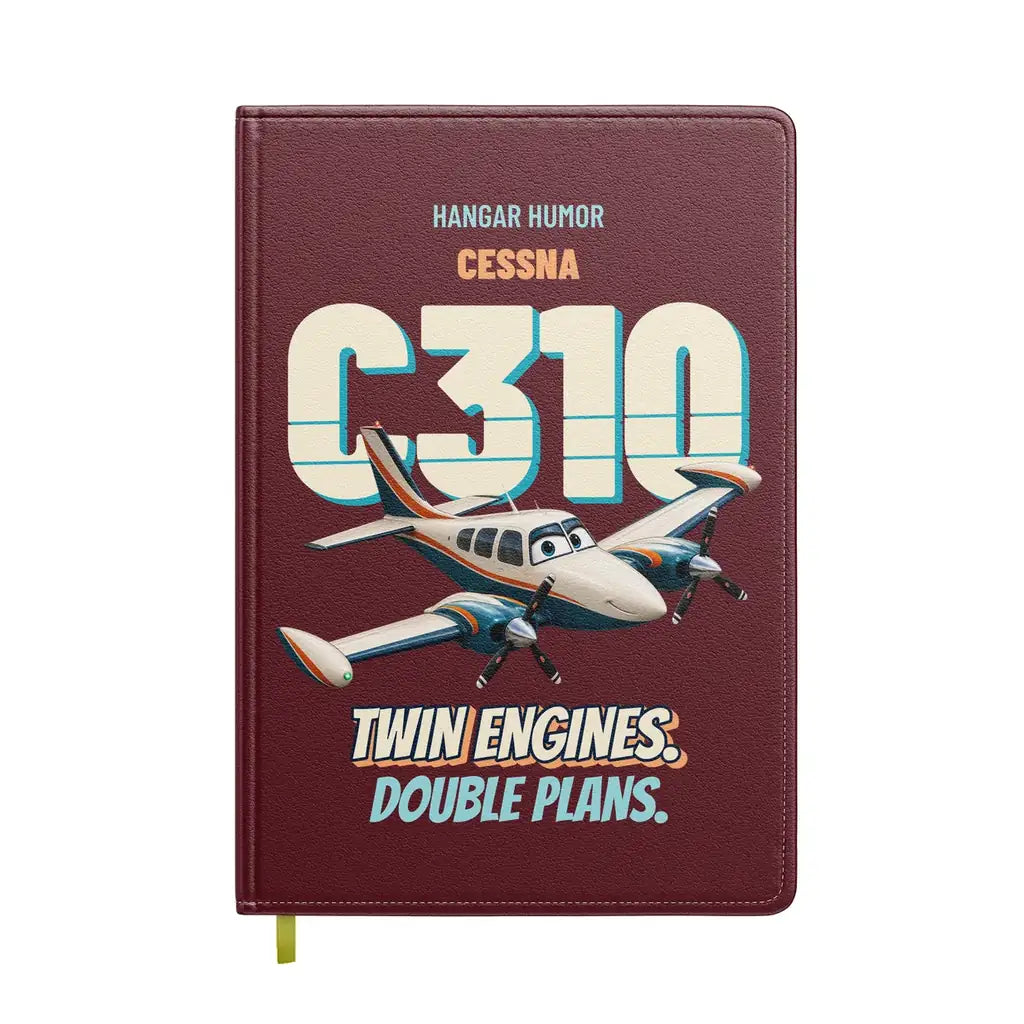 Cessna 310R - Twin engines. Double plans. design on dark red notebook