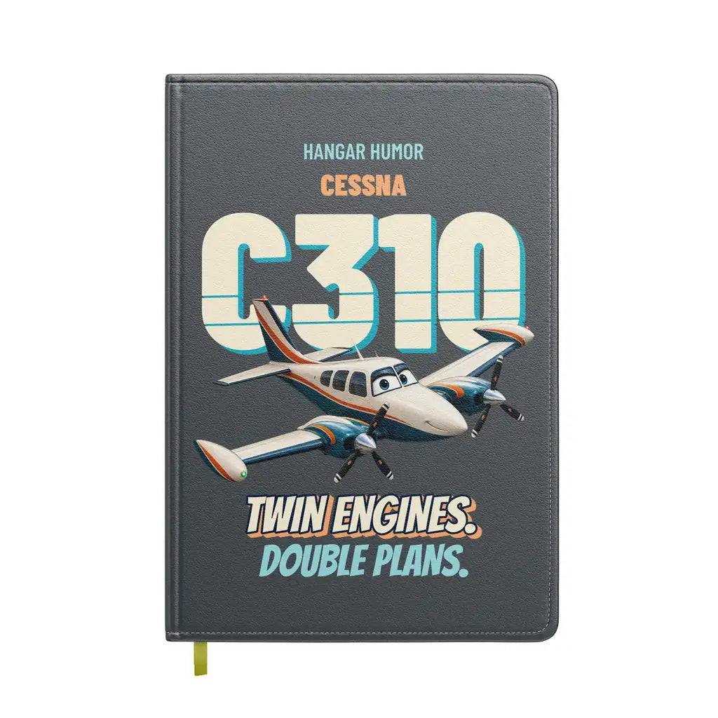 Cessna 310R - Twin engines. Double plans. design on gray notebook