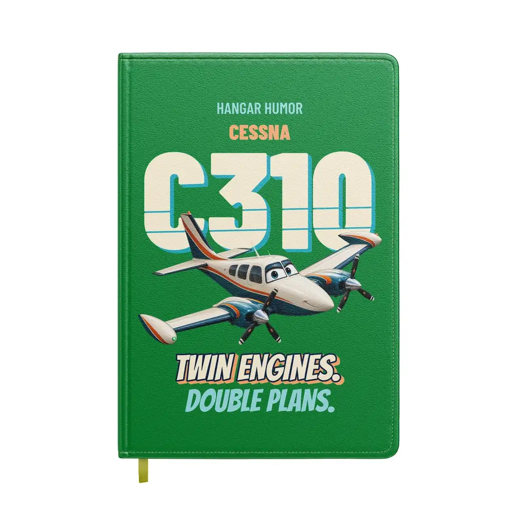 Cessna 310R - Twin engines. Double plans. design on green notebook