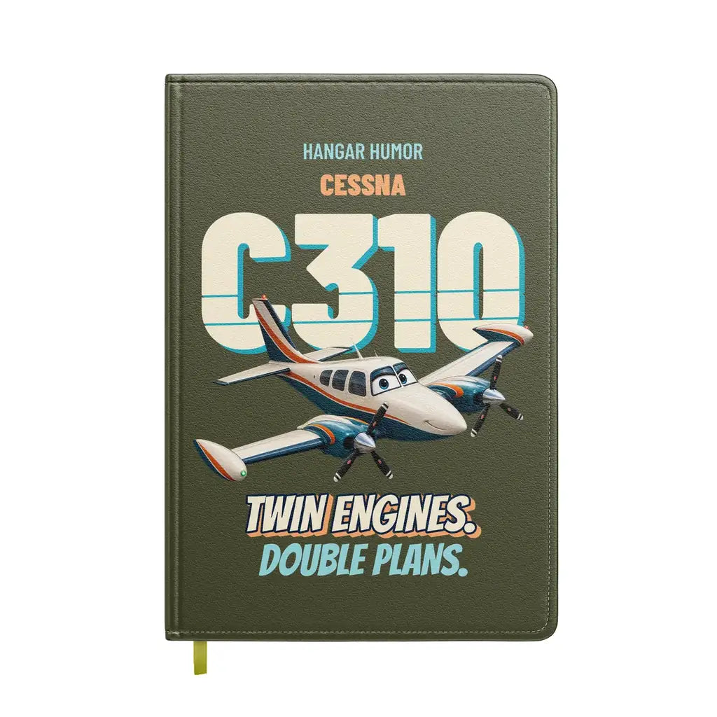 Cessna 310R - Twin engines. Double plans. design on green army notebook