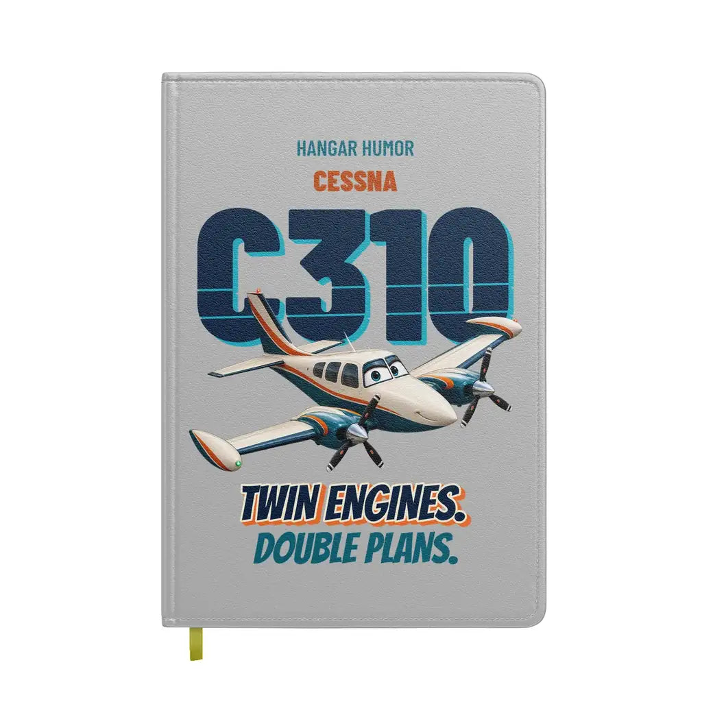 Cessna 310R - Twin engines. Double plans. design on light gray notebook