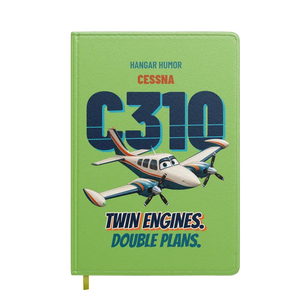 Cessna 310R - Twin engines. Double plans. design on light green notebook