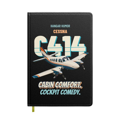 Cessna 414A Chancellor - Cabin comfort. Cockpit comedy. design on black notebook