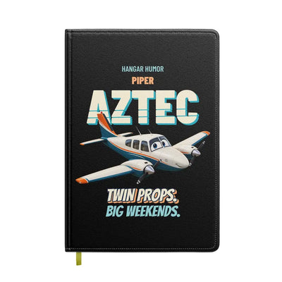 Piper PA-23-250 Aztec - Twin props. Big weekends. design on black notebook