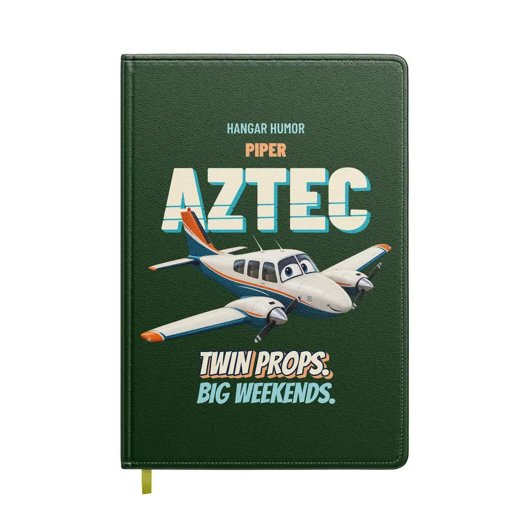 Piper PA-23-250 Aztec - Twin props. Big weekends. design on dark green notebook