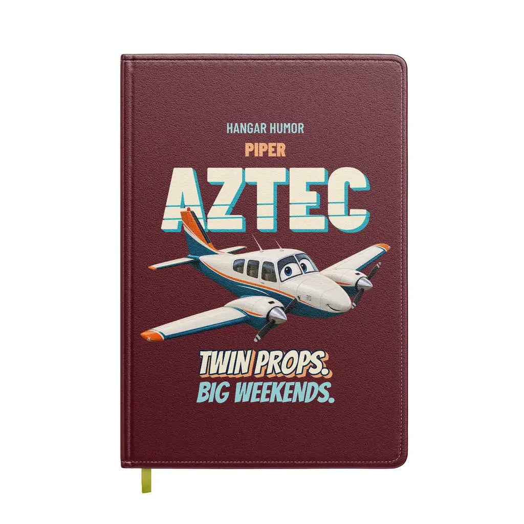 Piper PA-23-250 Aztec - Twin props. Big weekends. design on dark red notebook