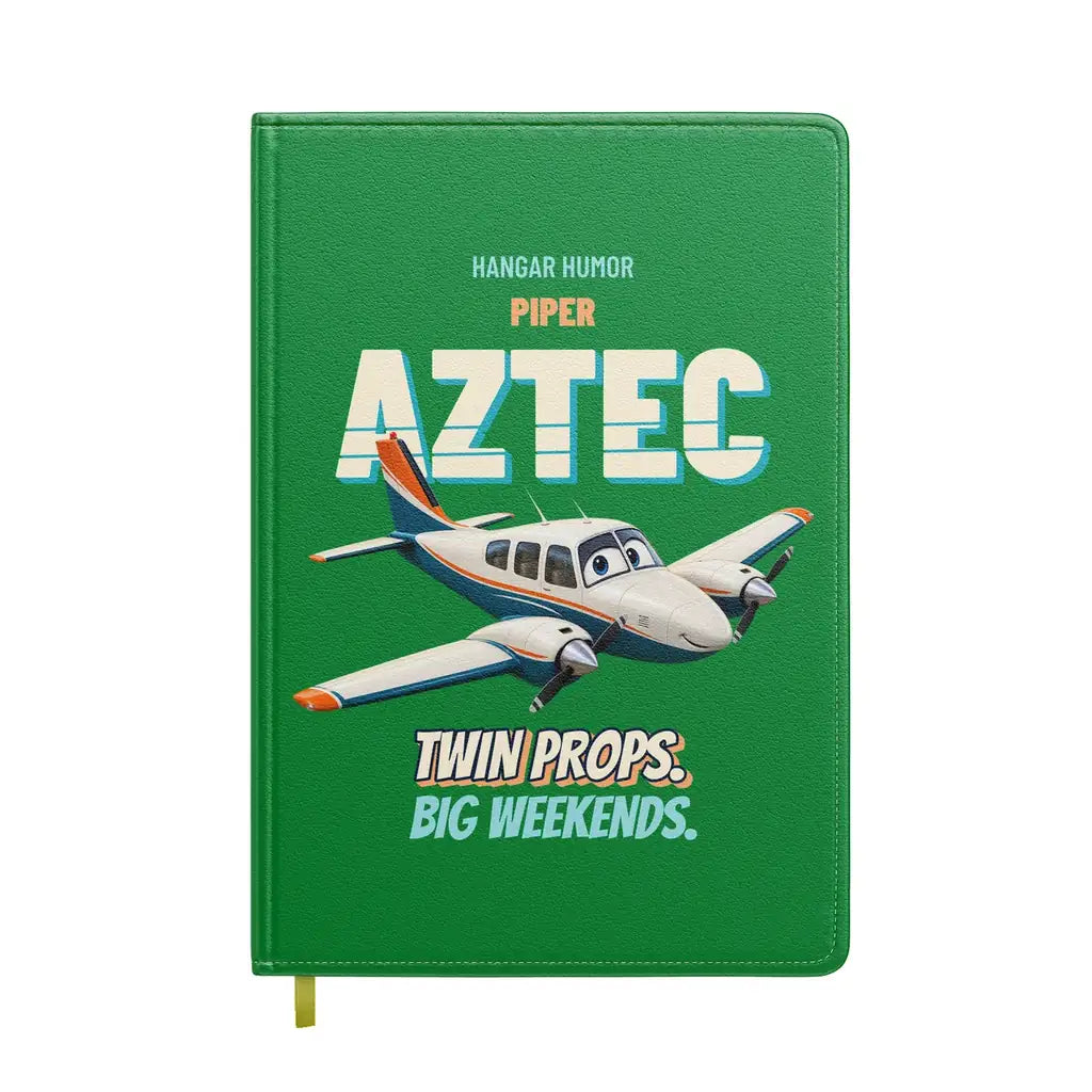 Piper PA-23-250 Aztec - Twin props. Big weekends. design on green notebook
