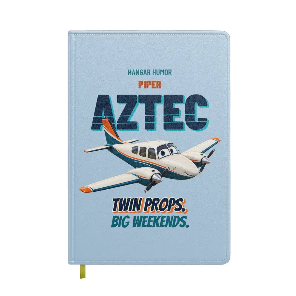 Piper PA-23-250 Aztec - Twin props. Big weekends. design on light blue notebook