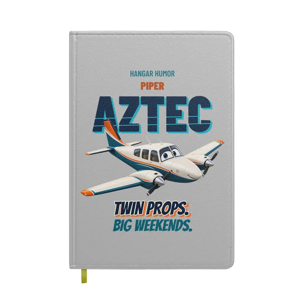 Piper PA-23-250 Aztec - Twin props. Big weekends. design on light gray notebook