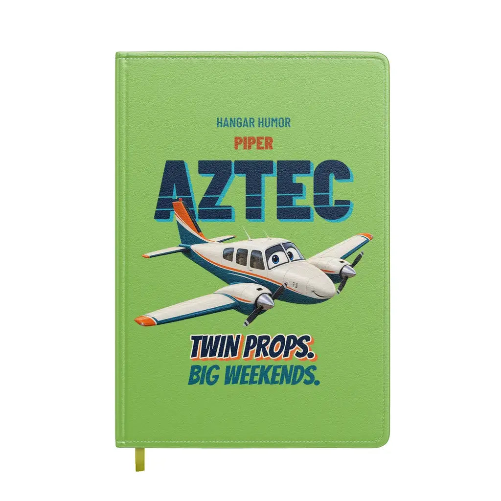 Piper PA-23-250 Aztec - Twin props. Big weekends. design on light green notebook