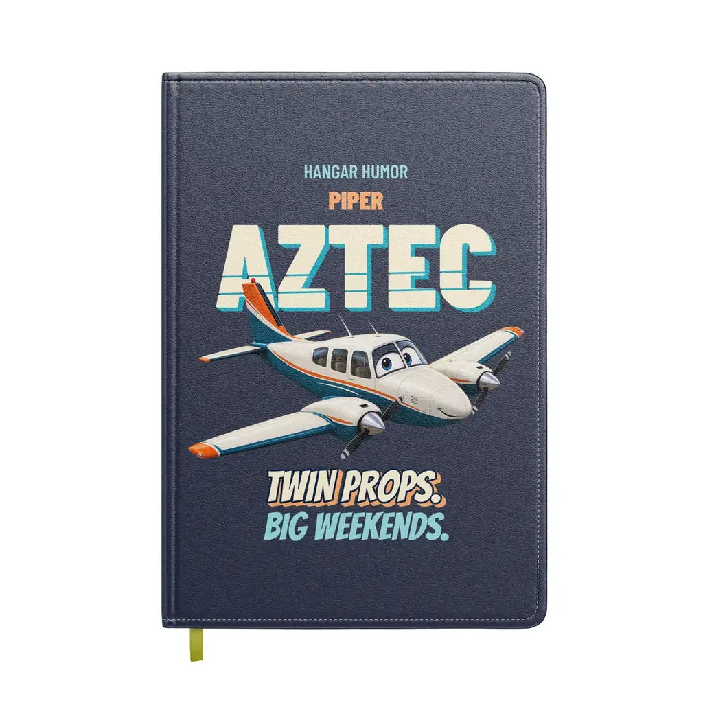 Piper PA-23-250 Aztec - Twin props. Big weekends. design on navy blue notebook