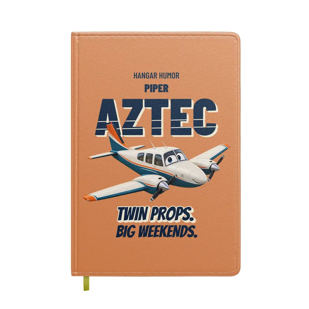 Piper PA-23-250 Aztec - Twin props. Big weekends. design on orange notebook