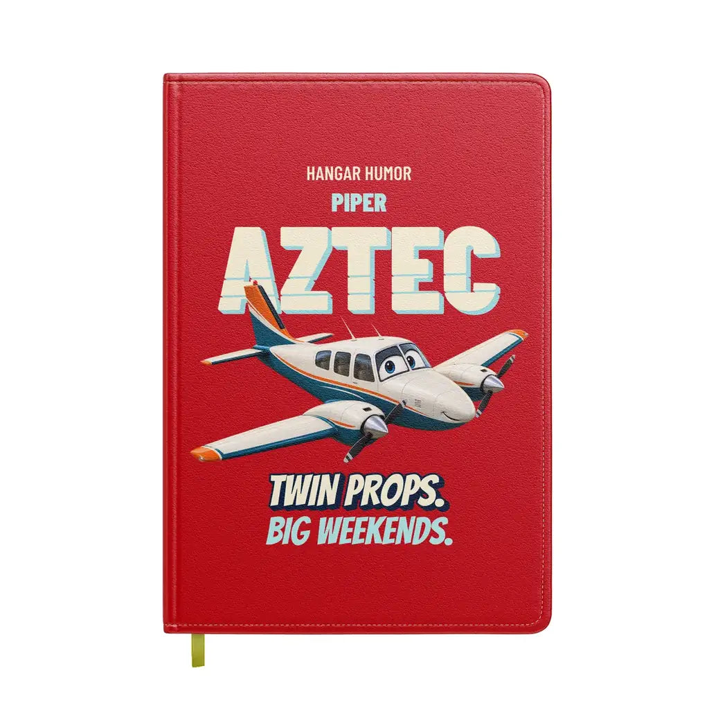 Piper PA-23-250 Aztec - Twin props. Big weekends. design on red notebook