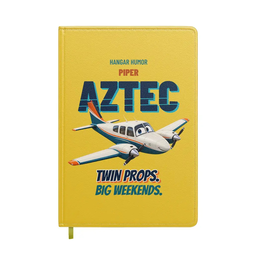 Piper PA-23-250 Aztec - Twin props. Big weekends. design on yellow notebook