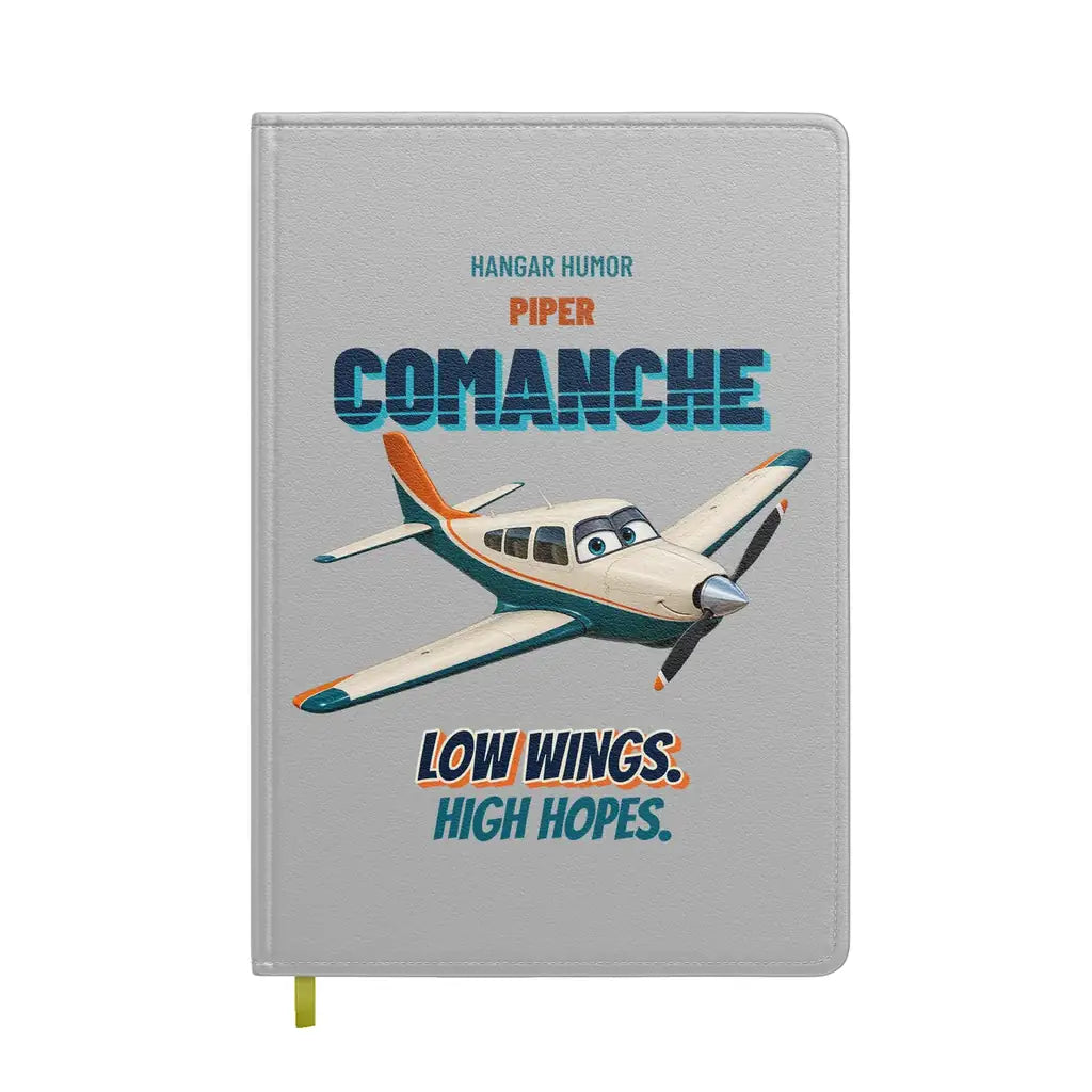 Piper PA-24-250 Comanche - Low wings. High hopes. design on light gray notebook