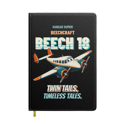 Beechcraft D18S - Twin tails. Timeless tales. design on black notebook