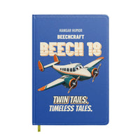 Thumbnail for Beechcraft D18S - Twin tails. Timeless tales. design on blue notebook