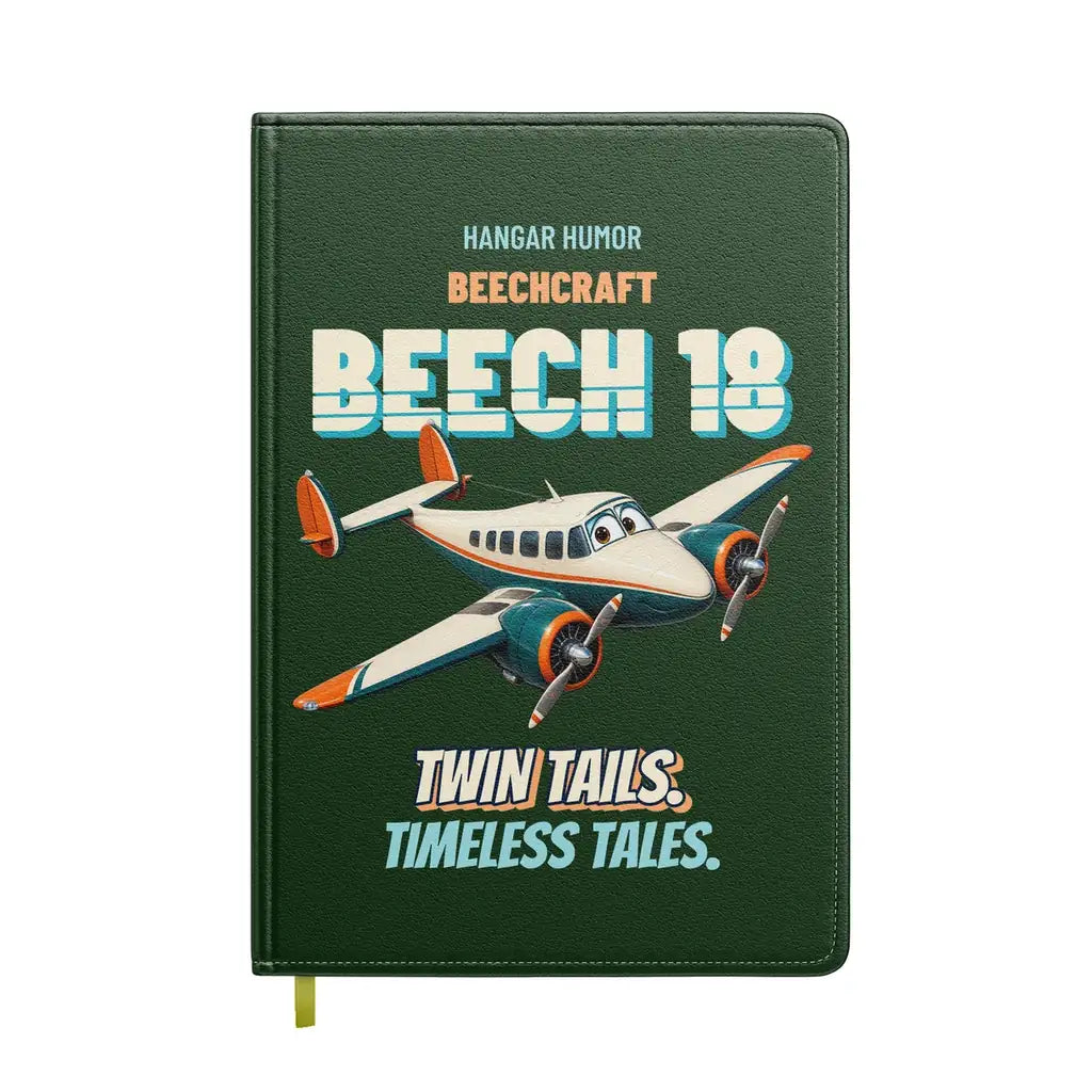 Beechcraft D18S - Twin tails. Timeless tales. design on dark green notebook