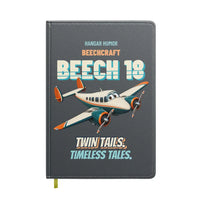 Thumbnail for Beechcraft D18S - Twin tails. Timeless tales. design on gray notebook