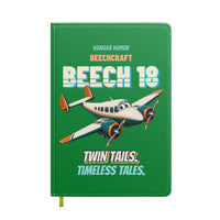Thumbnail for Beechcraft D18S - Twin tails. Timeless tales. design on green notebook