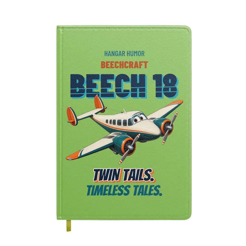Beechcraft D18S - Twin tails. Timeless tales. design on light green notebook