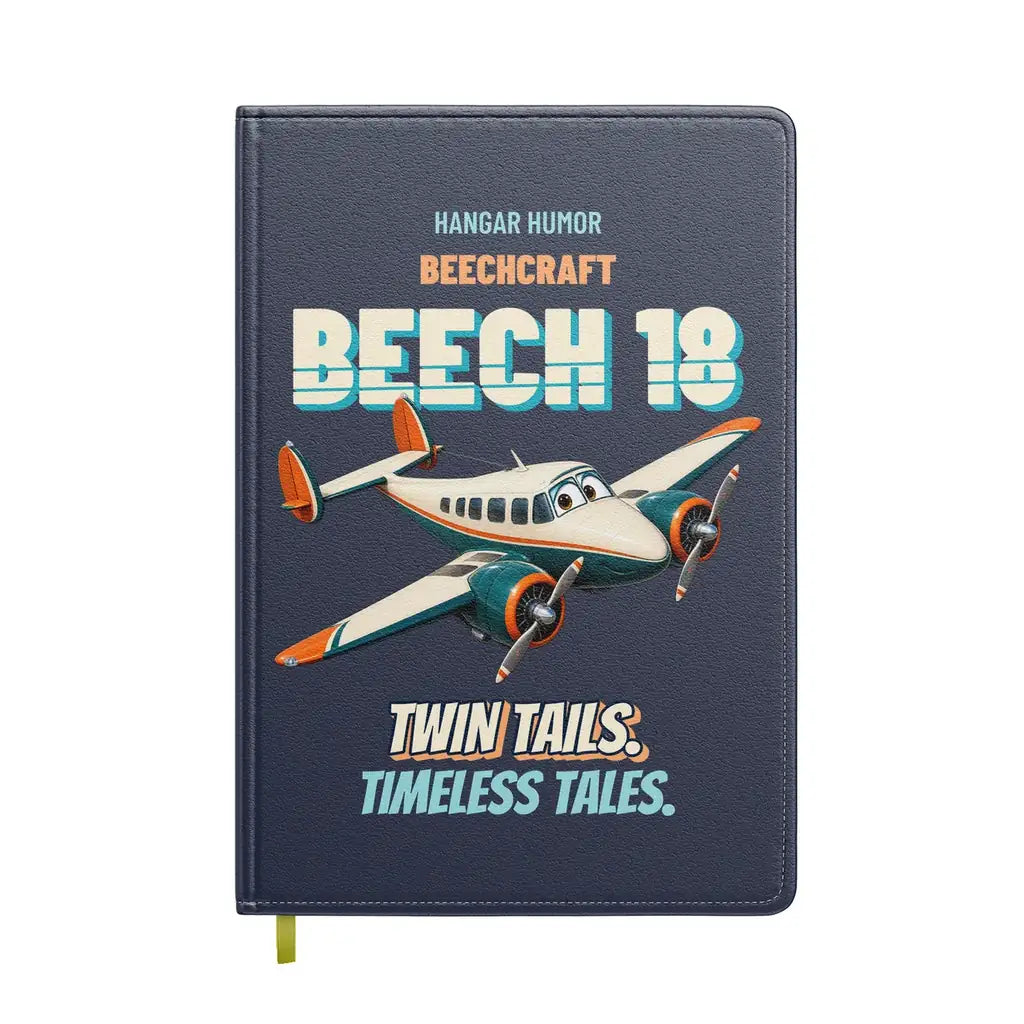 Beechcraft D18S - Twin tails. Timeless tales. design on navy blue notebook