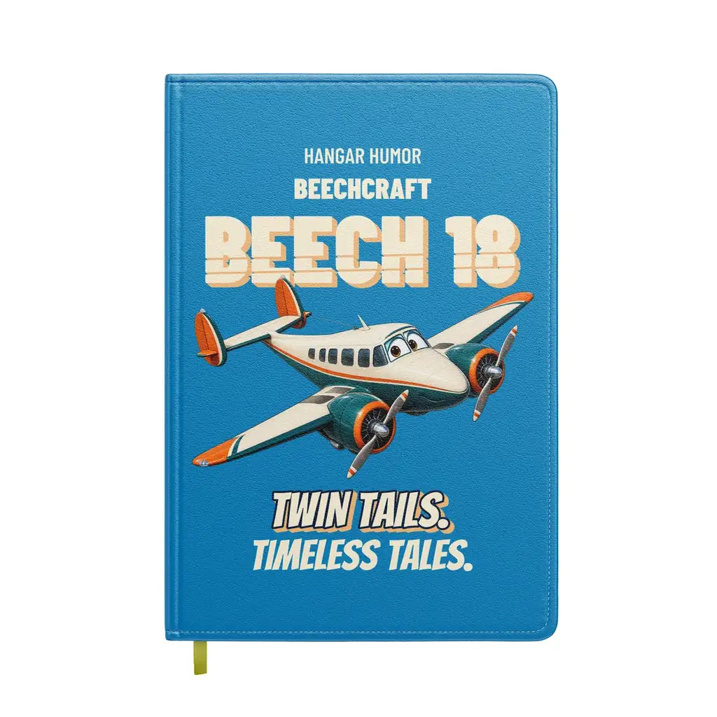 Beechcraft D18S - Twin tails. Timeless tales. design on turquoise notebook