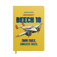 Thumbnail for Beechcraft D18S - Twin tails. Timeless tales. design on yellow notebook