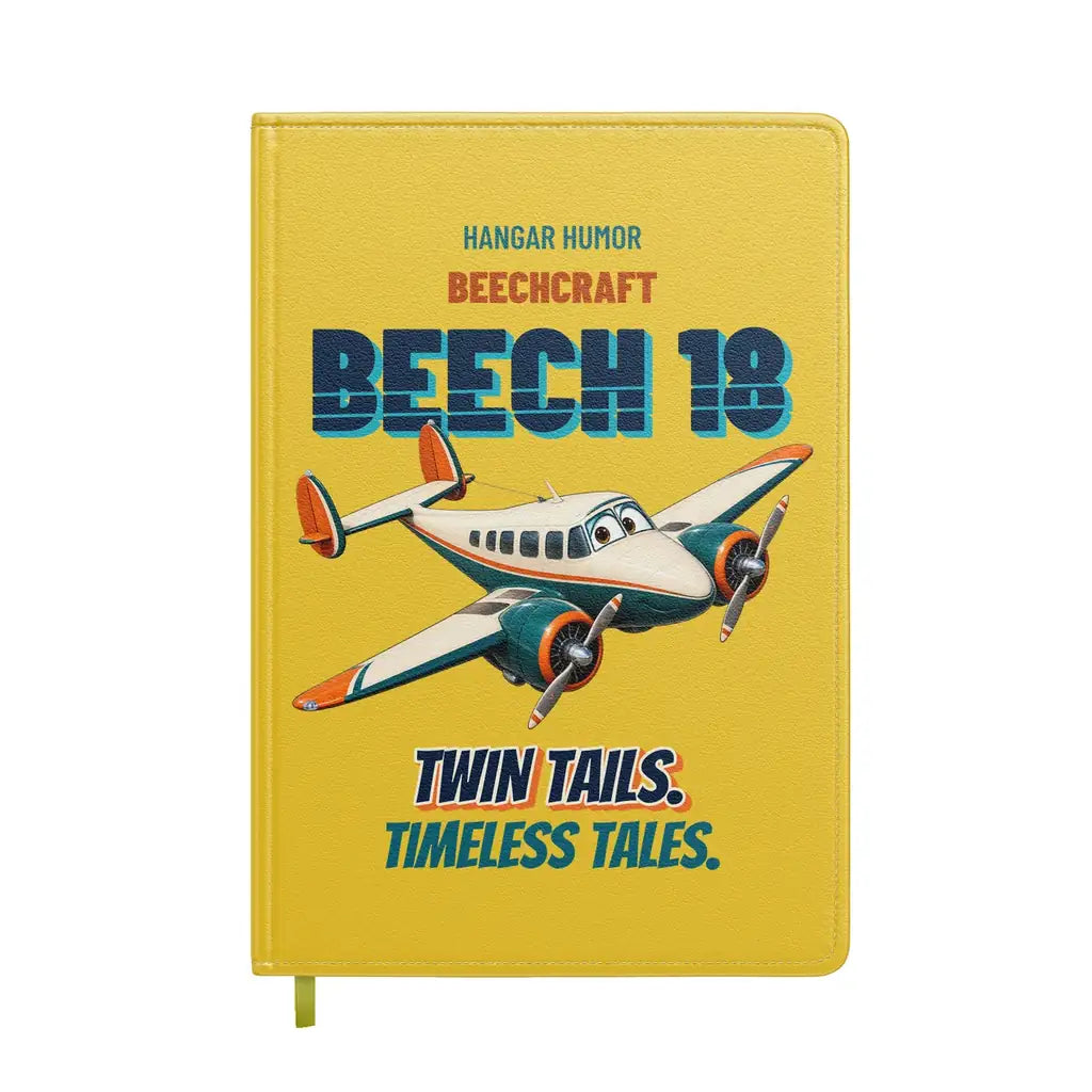 Beechcraft D18S - Twin tails. Timeless tales. design on yellow notebook