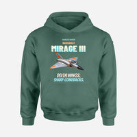 Thumbnail for Dassault Mirage IIIC - Delta wings. Sharp comebacks. design on green hoodie single side