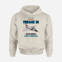 Thumbnail for Dassault Mirage IIIC - Delta wings. Sharp comebacks. design on khaki hoodie single side