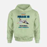 Thumbnail for Dassault Mirage IIIC - Delta wings. Sharp comebacks. design on light green hoodie single side