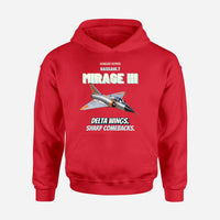 Thumbnail for Dassault Mirage IIIC - Delta wings. Sharp comebacks. design on red hoodie single side