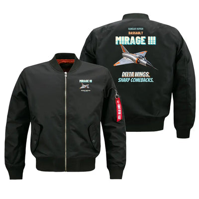 Dassault Mirage IIIC - Delta wings. Sharp comebacks. design on black bomber jacket