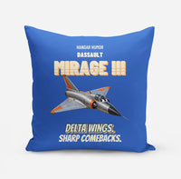 Thumbnail for Dassault Mirage IIIC - Delta wings. Sharp comebacks. design on blue pillow