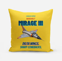 Thumbnail for Dassault Mirage IIIC - Delta wings. Sharp comebacks. design on yellow pillow